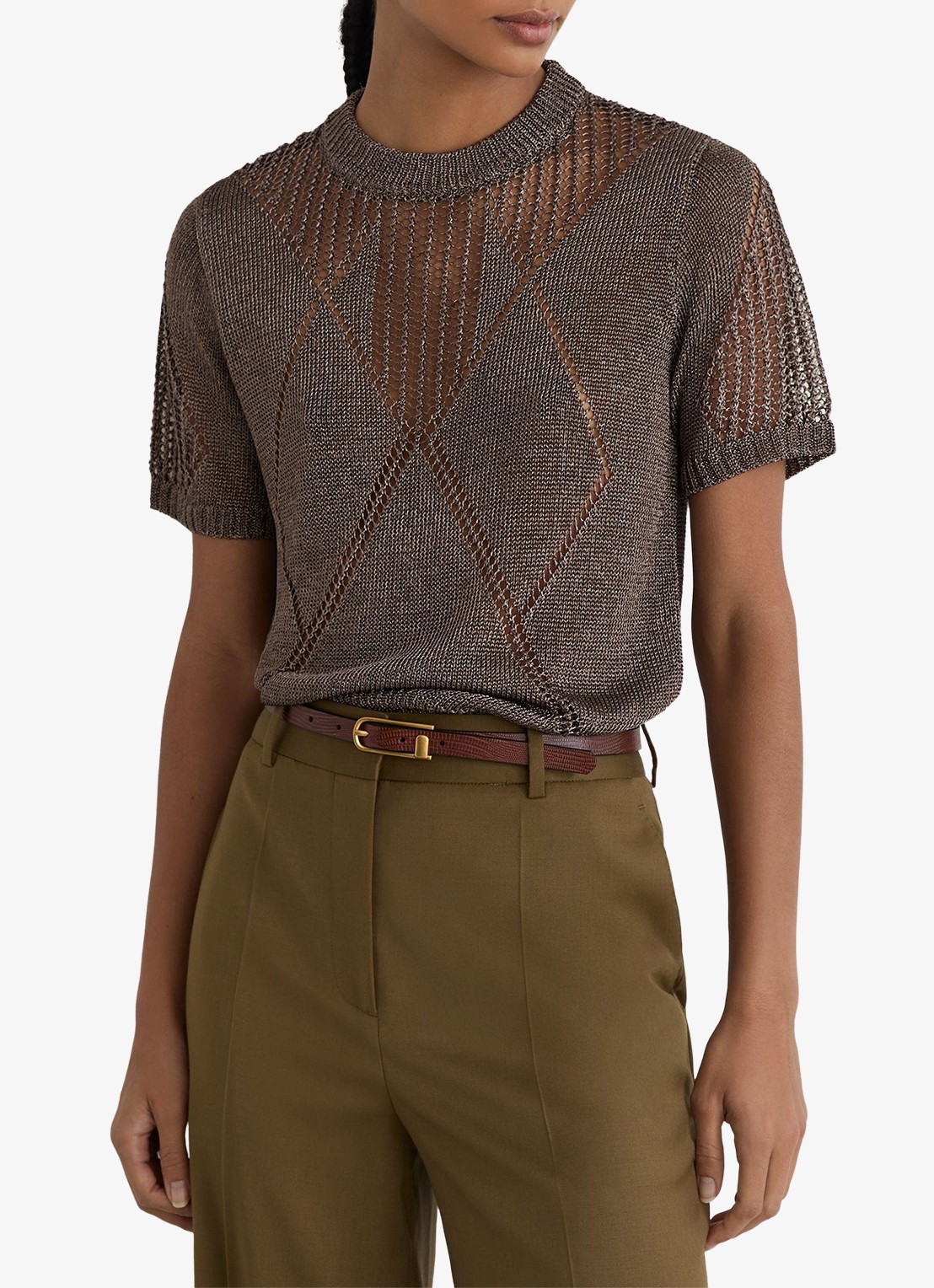Reiss Tamsin top met opengewerkt dessin - detail donkergrijs