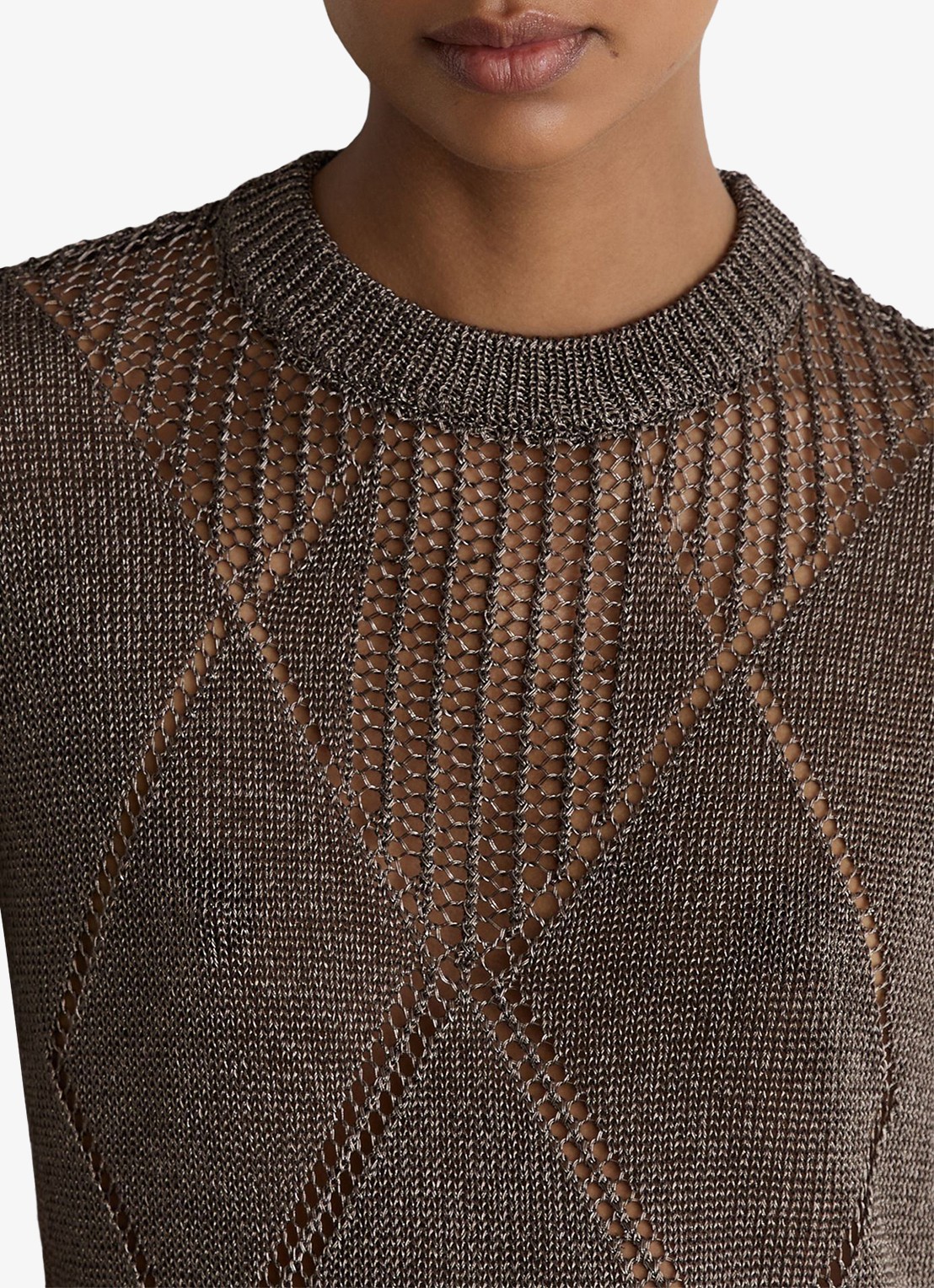 Reiss Tamsin top met opengewerkt dessin - detail 2 donkergrijs