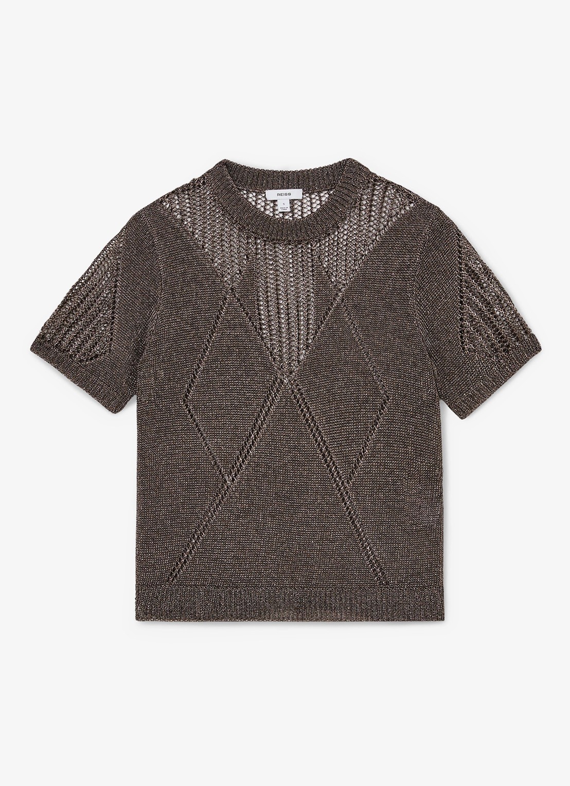 Reiss Tamsin top met opengewerkt dessin - voorkant 5 donkergrijs