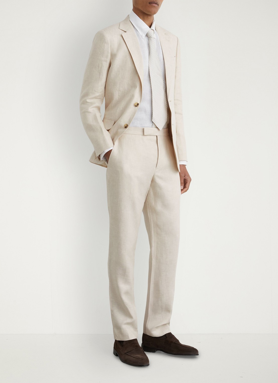Reiss Tapered fit chino met knoop detail - voorkant 2 stone / beige