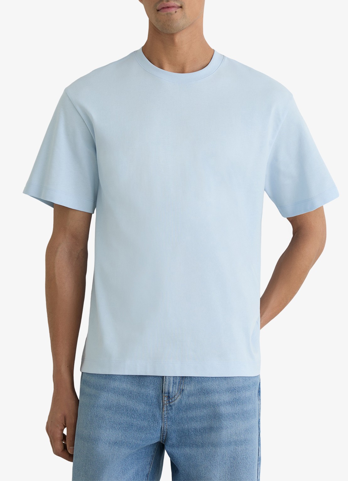 Reiss TATE Cotton Pigment-Dyed Relaxed-Fit T-Shirt - detail 2 lichtblauw