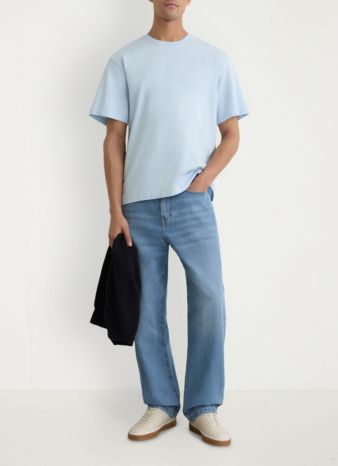 Reiss TATE Cotton Pigment-Dyed Relaxed-Fit T-Shirt - voorkant 6 lichtblauw
