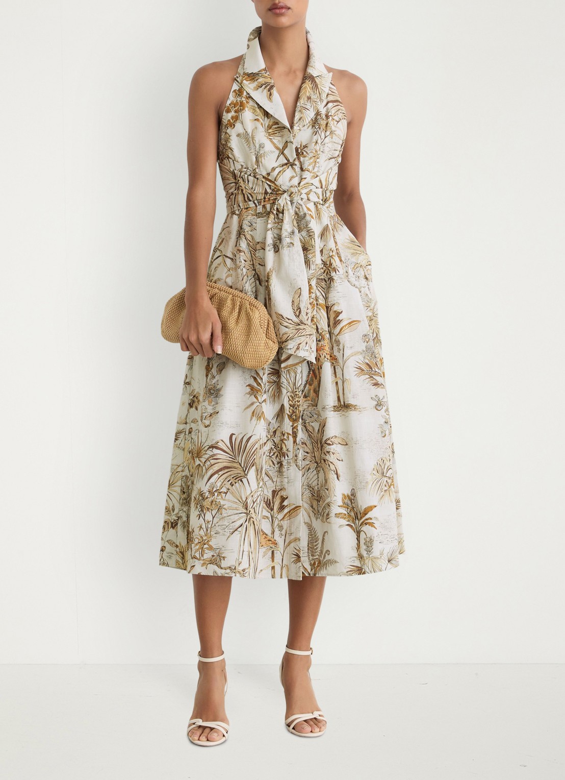 Reiss Tate midi jurk met print - detail 5 gebroken wit