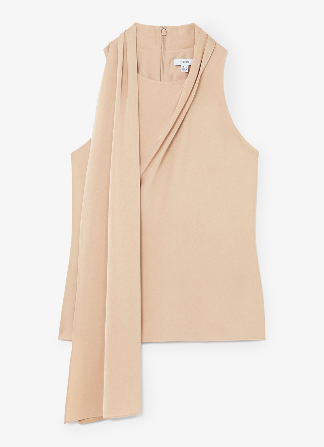Reiss Taylor mouwloze top met sjaalkraag - voorkant neutral / beige