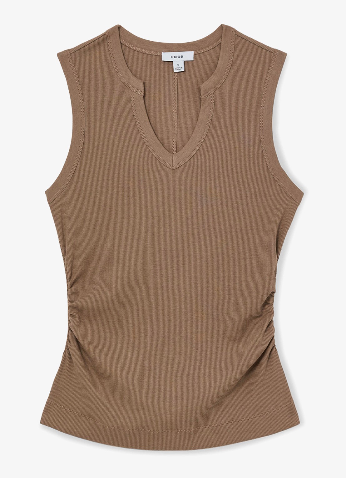 Reiss Thena top met V-hals - voorkant 4 beige