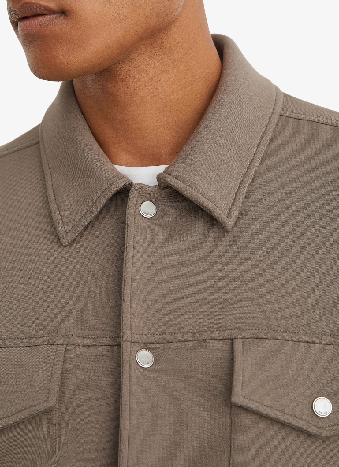 Reiss Thom regular fit overshirt met borstzak - detail 2 lichtbruin