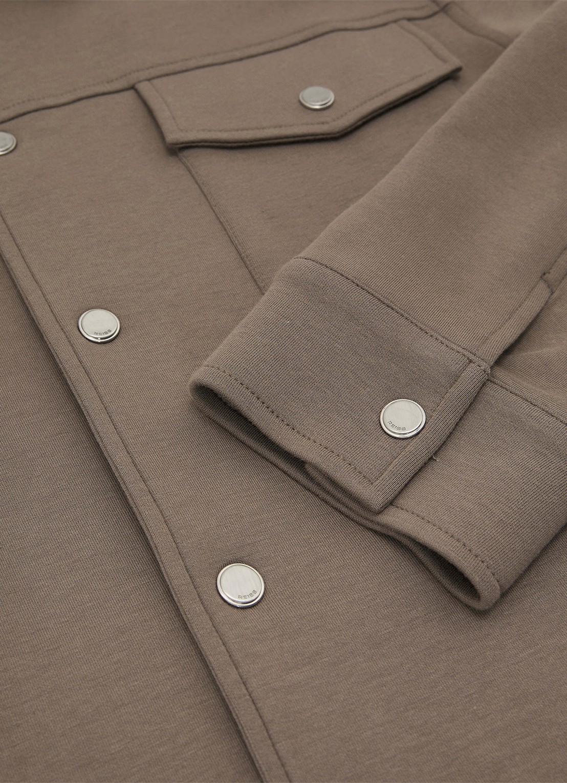 Reiss Thom regular fit overshirt met borstzak - detail 4 lichtbruin