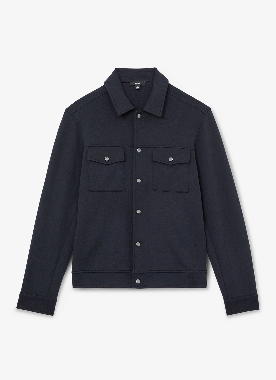 Reiss Thom regular fit overshirt met borstzak - voorkant navy / blauw