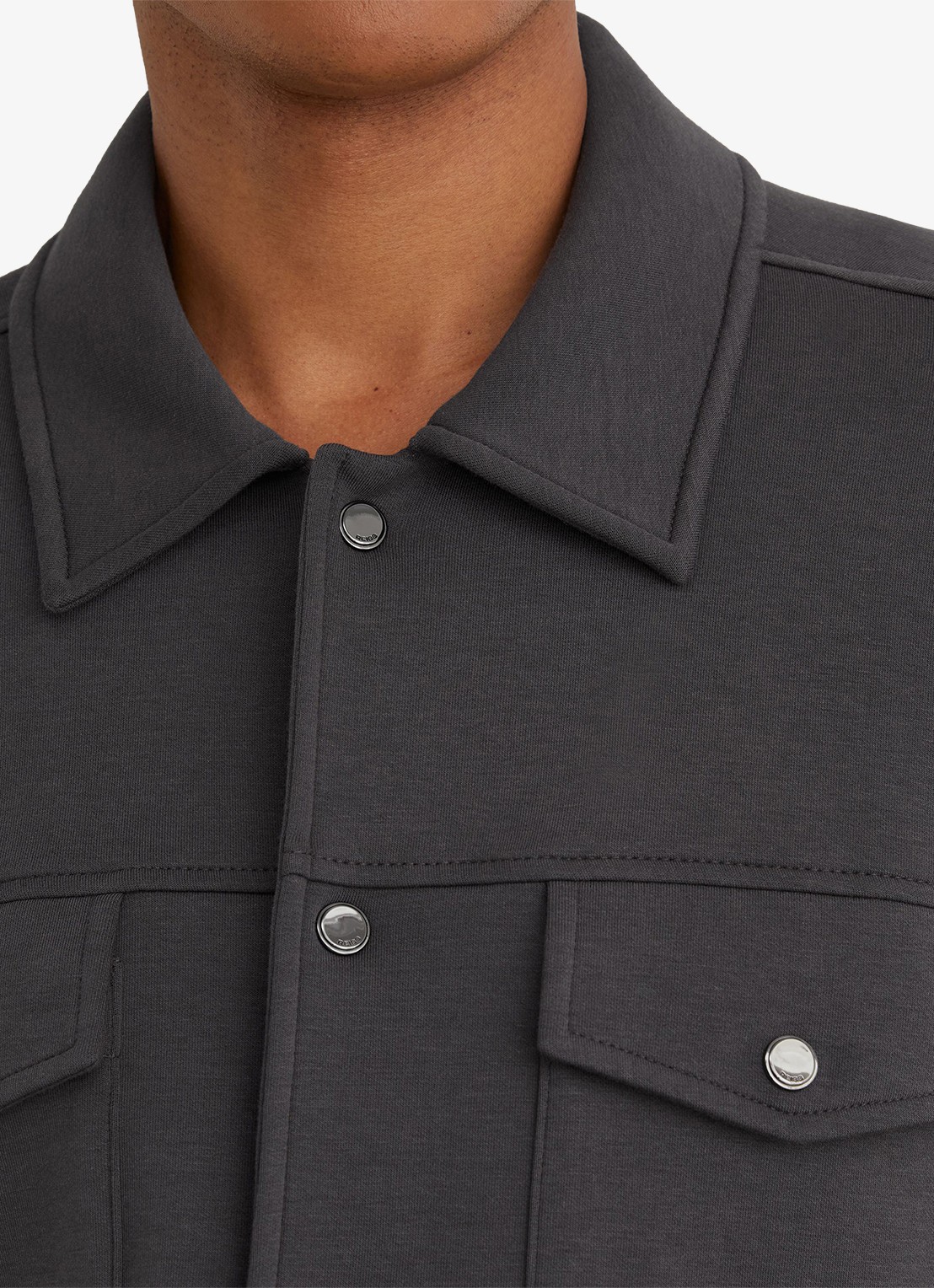 Reiss Thom regular fit overshirt met borstzak - detail 5 donkergrijs