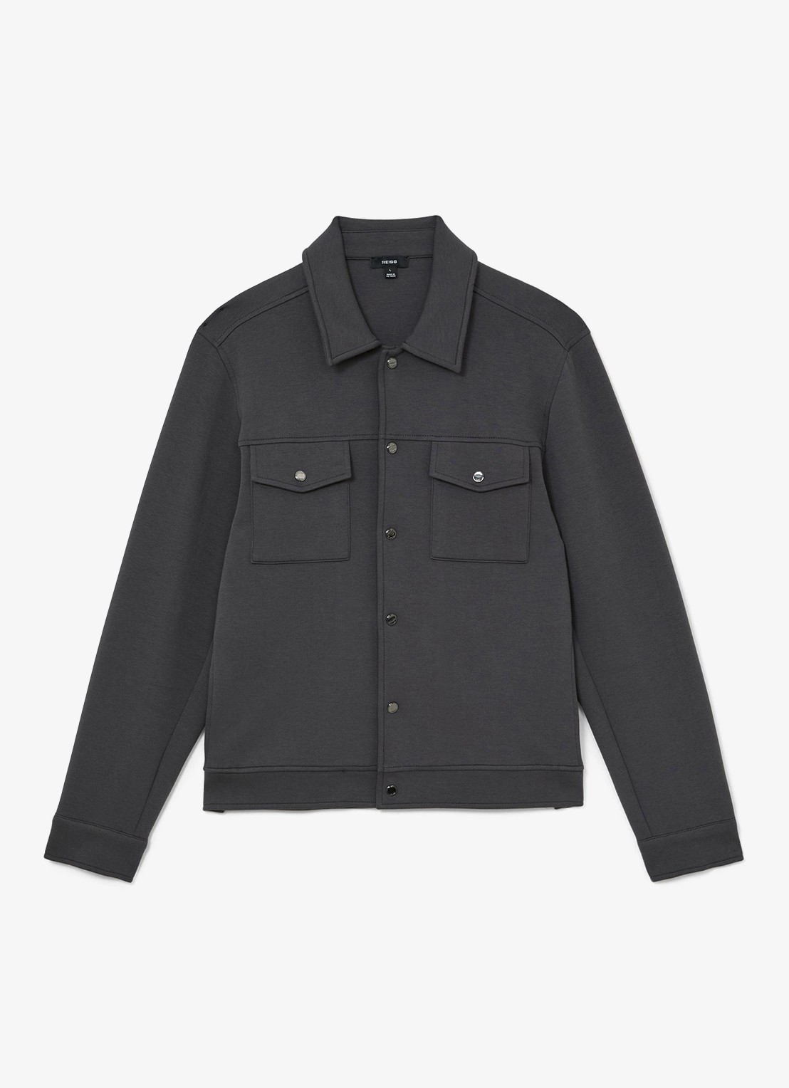 Reiss Thom regular fit overshirt met borstzak - voorkant 6 donkergrijs