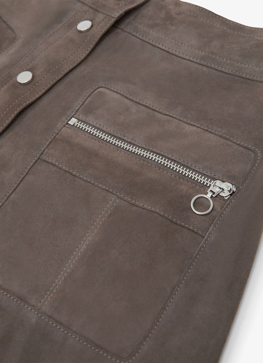 Reiss Tia minirok van geitensuède met ritszakken  - detail 4 dark grey / grijs