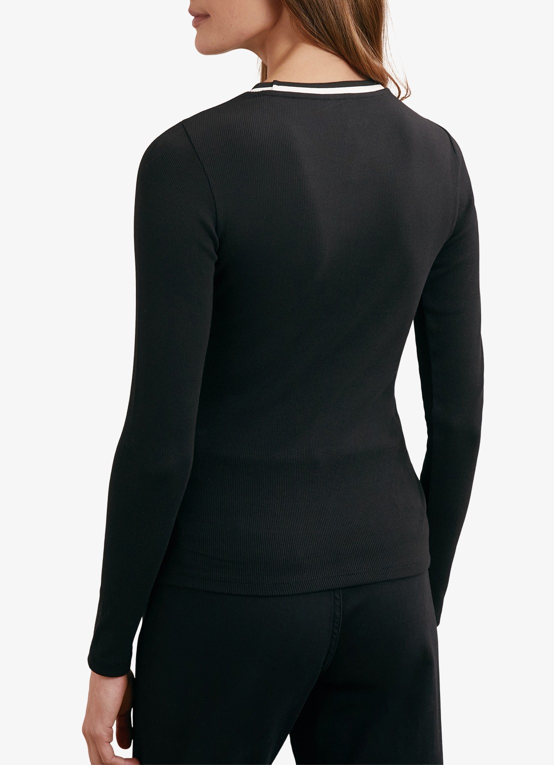 Reiss Tilly ribgebreide top met ronde hals - achterkant zwart