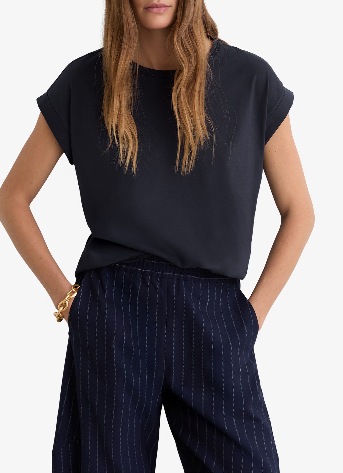 Reiss Tommie T-shirt met stretch - detail 4 donkerblauw