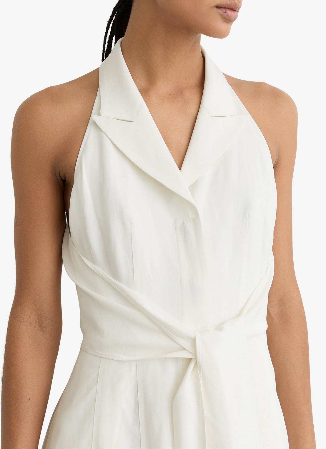 Reiss Tor midi jurk in linnenblend met steekzakken - detail 5 wit