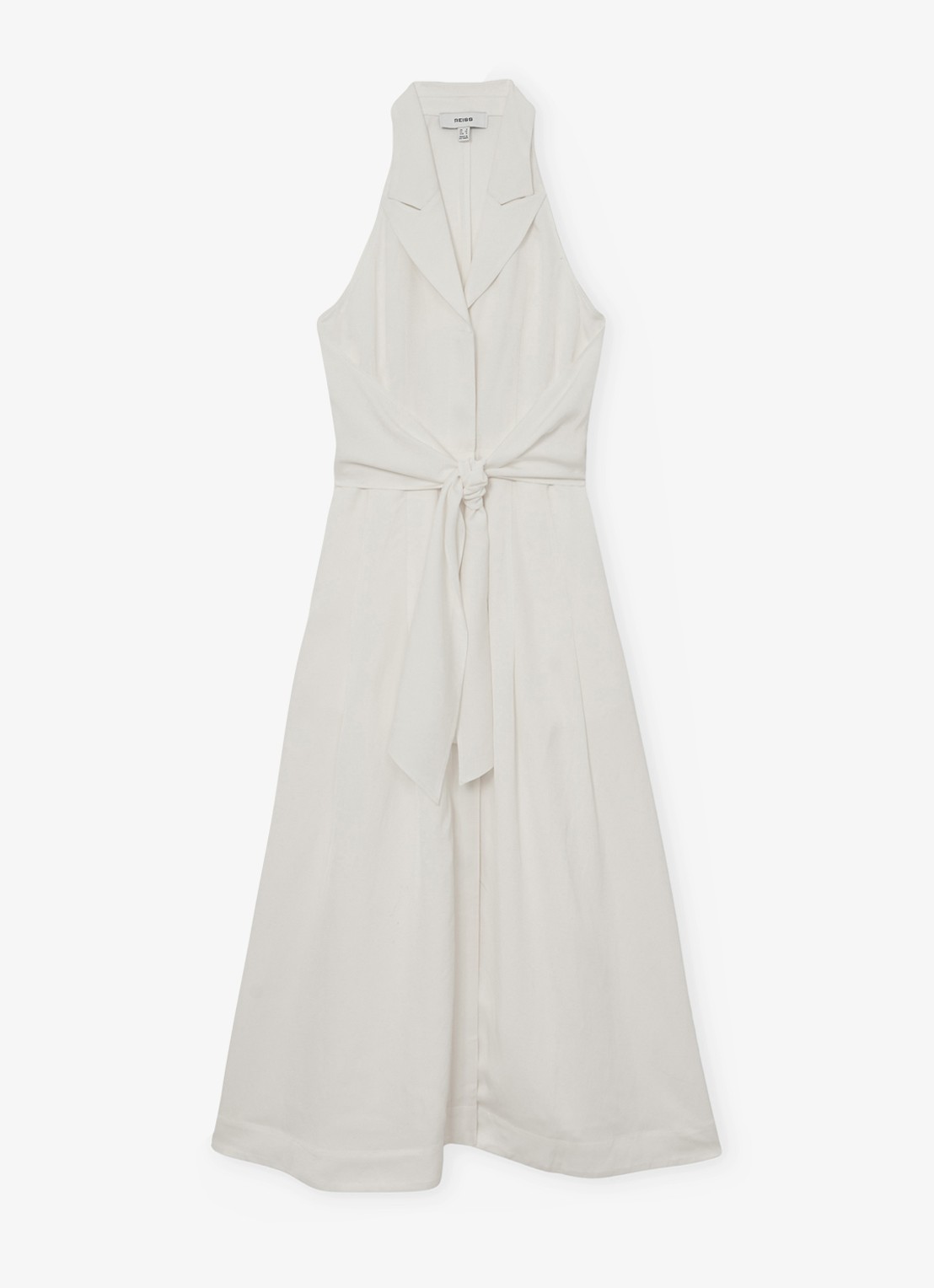Reiss Tor midi jurk in linnenblend met steekzakken - voorkant 7 wit