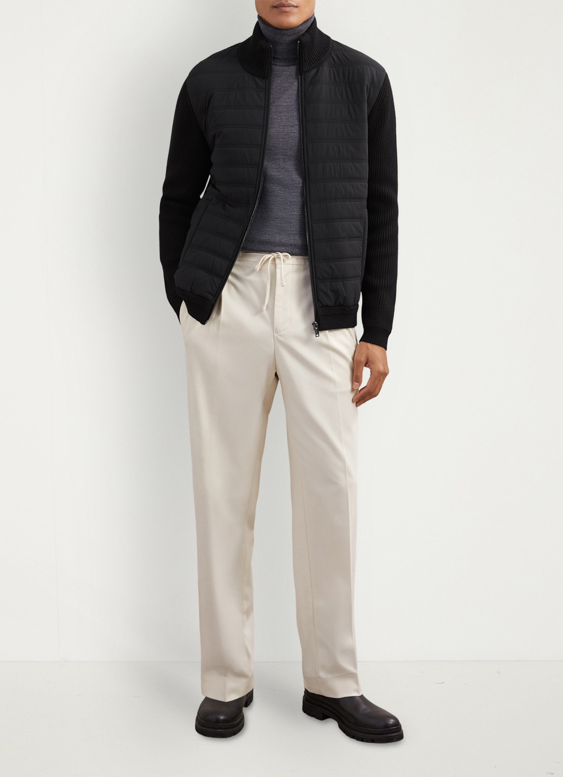 Reiss Townsend jack met quilt patroon - voorkant 3 black / zwart