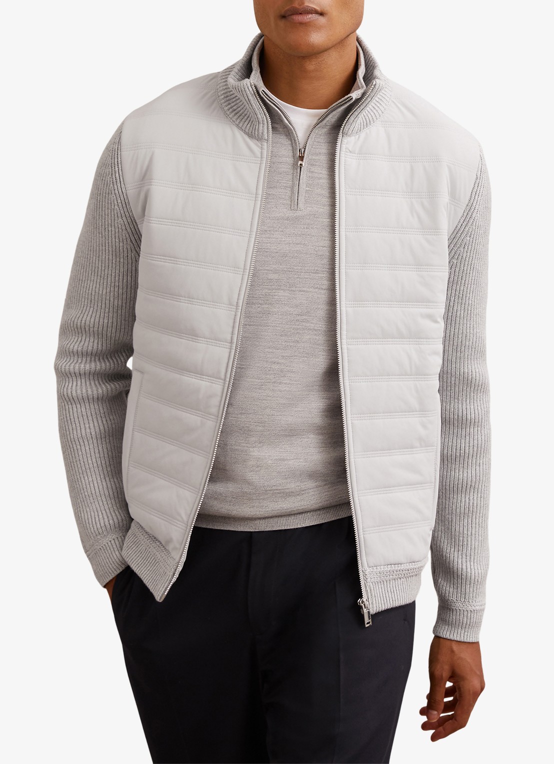 Reiss Townsend jack met quilt patroon - detail soft grey / grijs