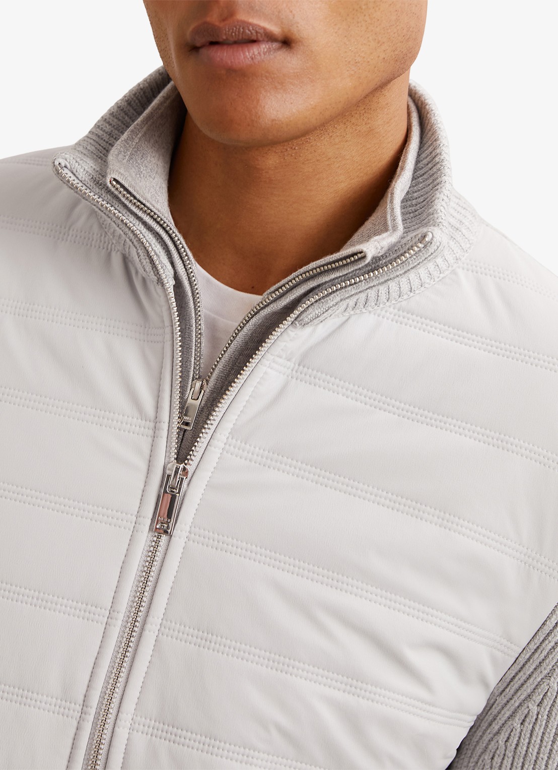 Reiss Townsend jack met quilt patroon - detail 4 soft grey / grijs