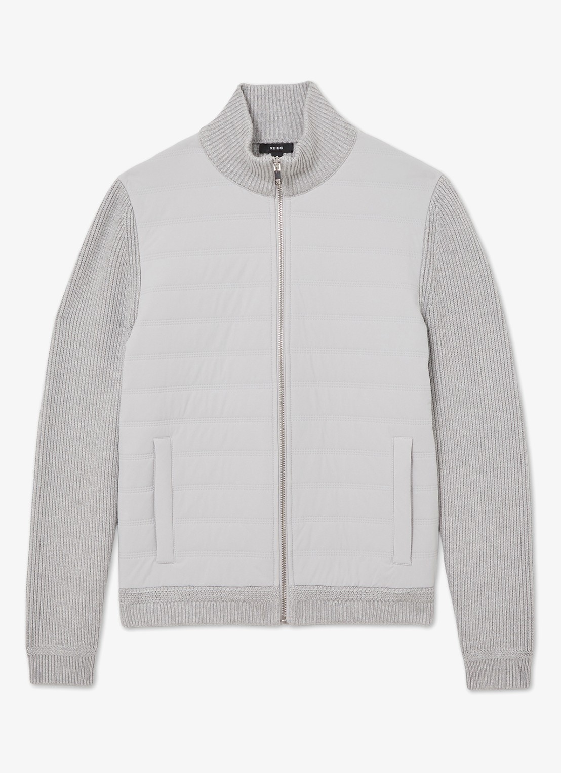 Reiss Townsend jack met quilt patroon - voorkant 6 soft grey / grijs