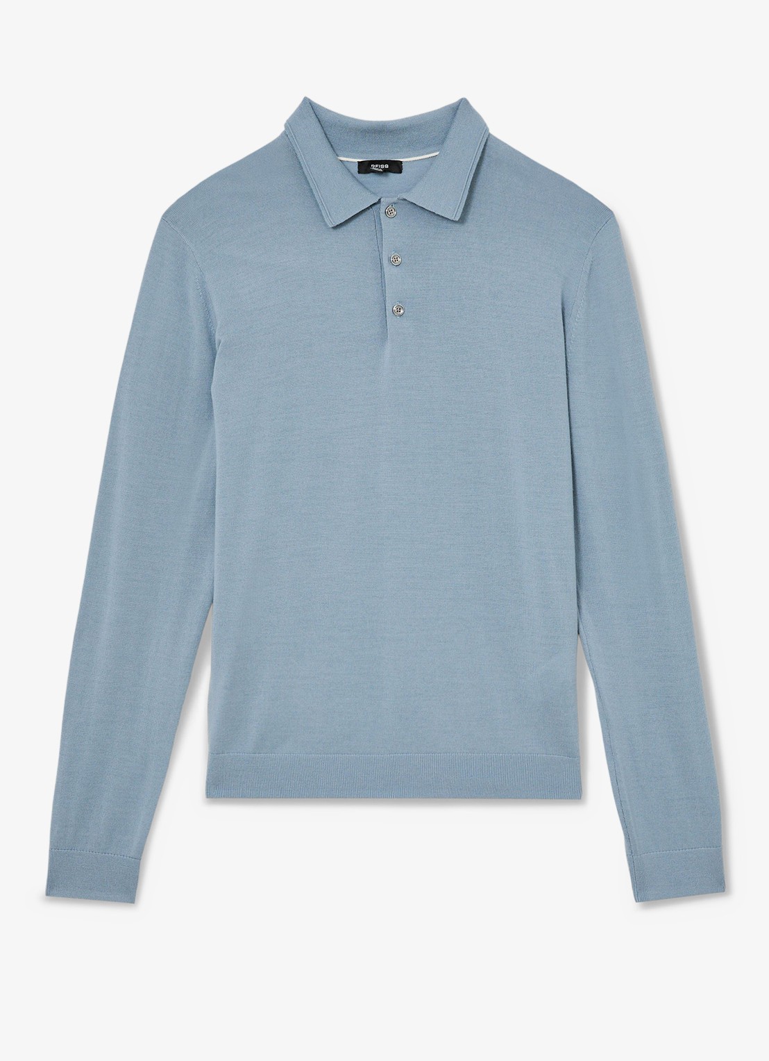 Reiss Trafford regular fit polo van merino wol - voorkant 4 lichtblauw