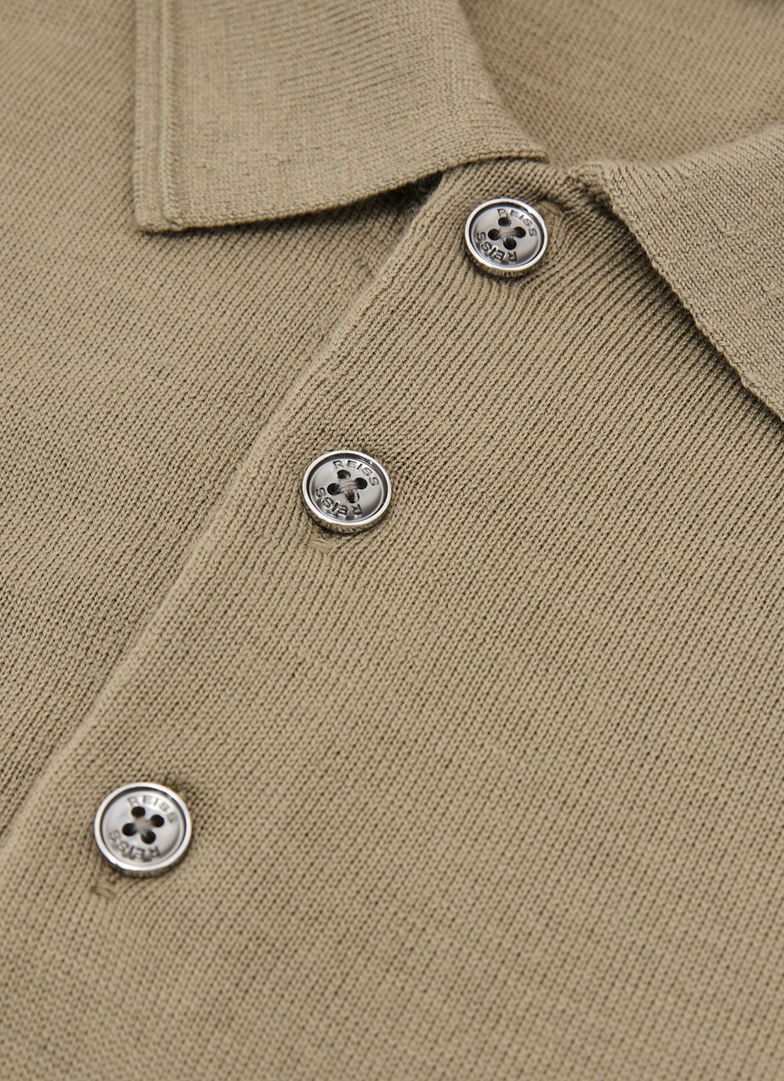 Reiss Trafford regular fit polo van merino wol - detail 3 lichtgroen