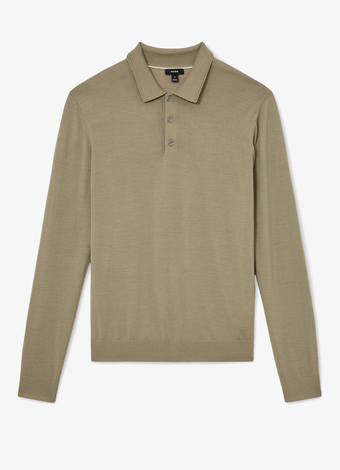 Reiss Trafford regular fit polo van merino wol - voorkant 5 lichtgroen