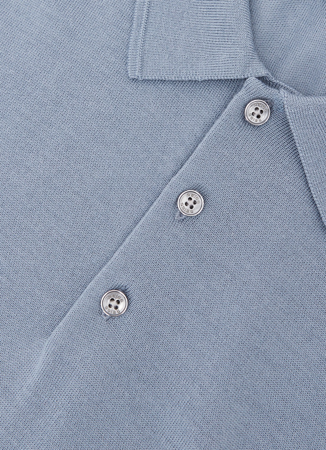 Reiss Trafford sweater van merino wol met polokraag  - detail 5 staalblauw