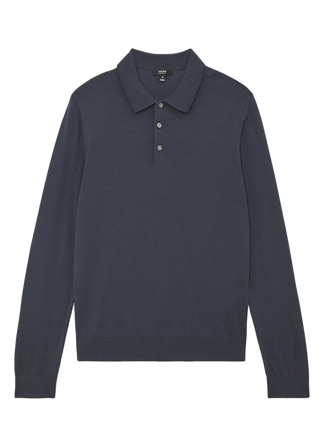 Reiss Trafford sweater van merino wol met polokraag  - voorkant 2 donkerblauw