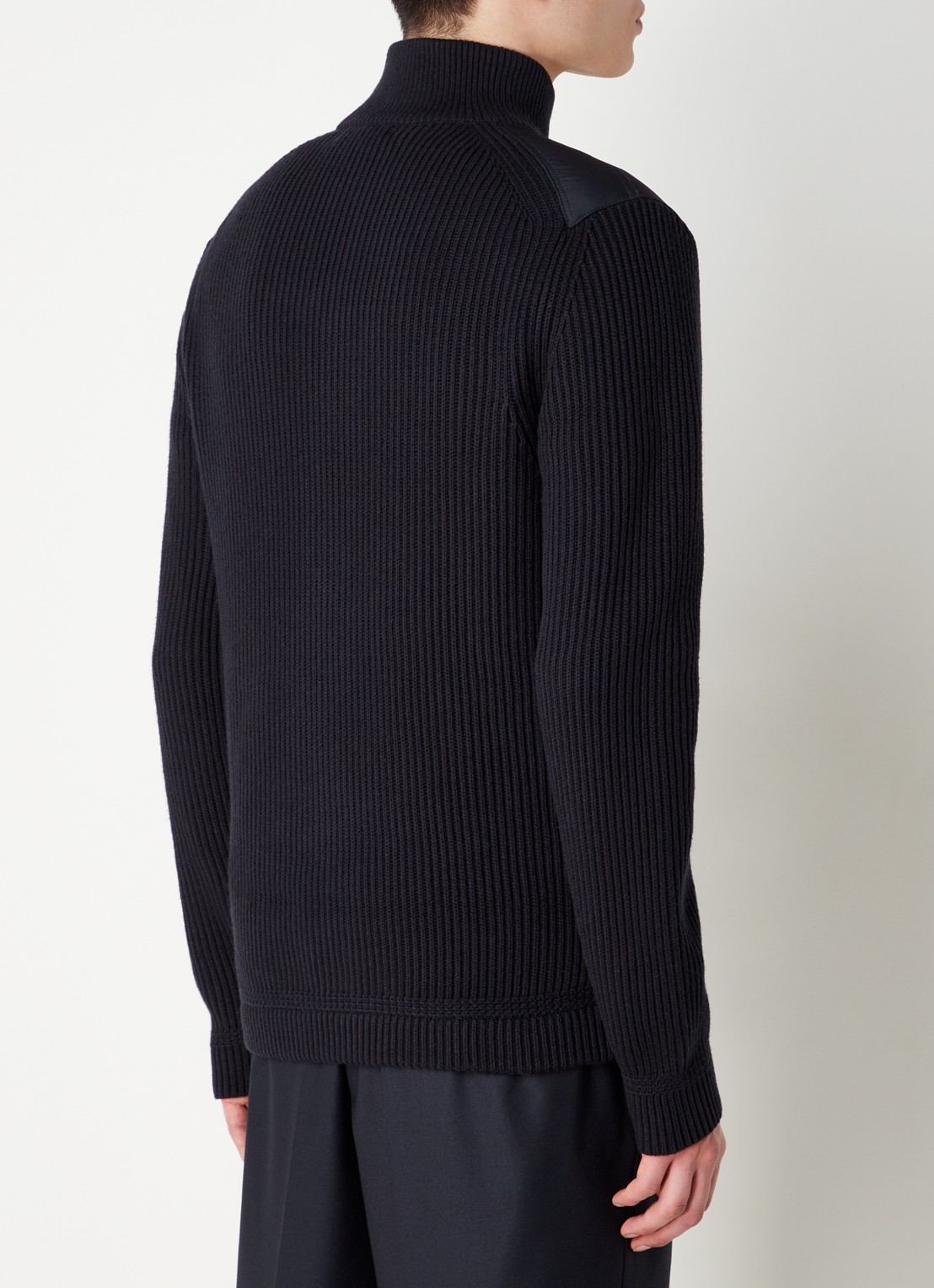 Reiss Trainer ribgebreid vest met gewatteerd voorpand - achterkant donkerblauw