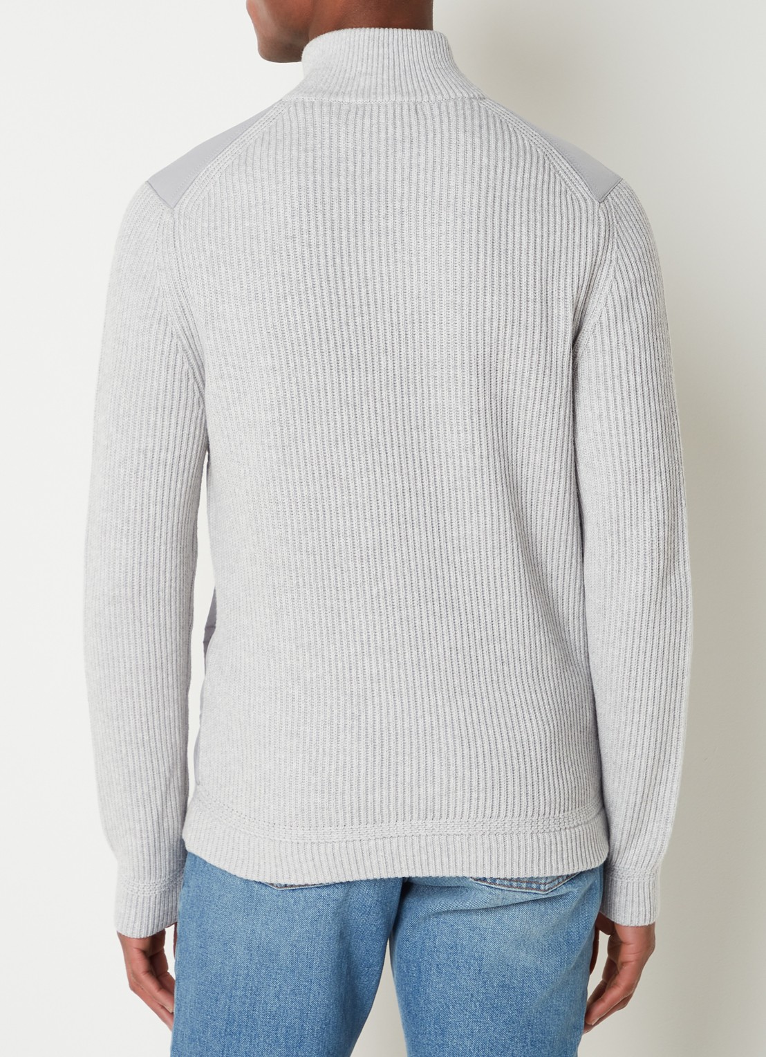 Reiss Trainer ribgebreid vest met gewatteerd voorpand - achterkant 2 lichtgrijs