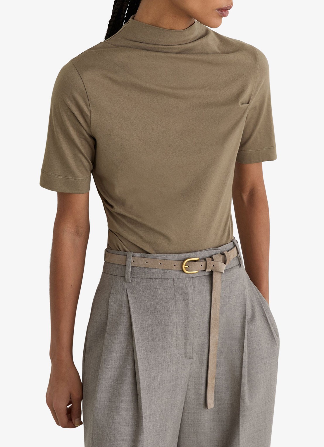 Reiss Tulia top met opstaande kraag - detail 2 beige