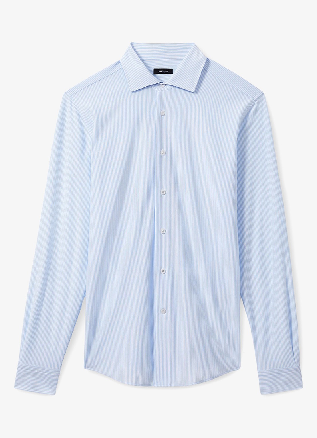 Reiss Valdo regular fit overhemd met streepprint - voorkant lichtblauw