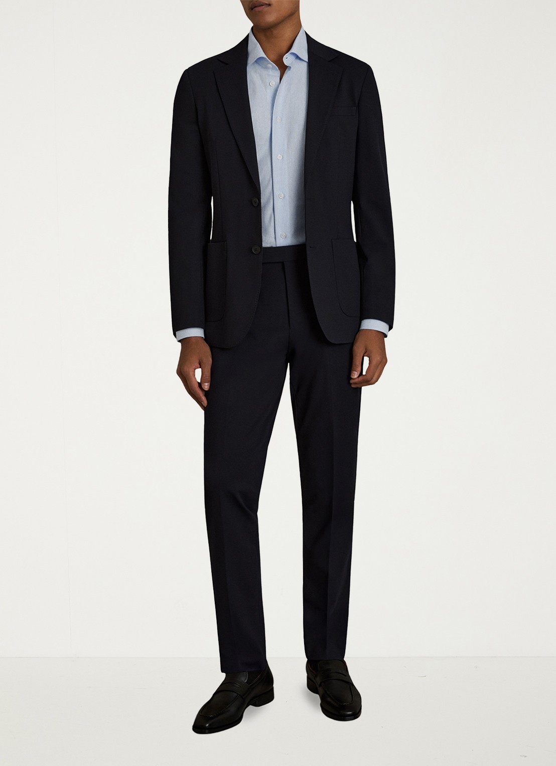 Reiss Valdo regular fit overhemd met streepprint - voorkant 2 lichtblauw