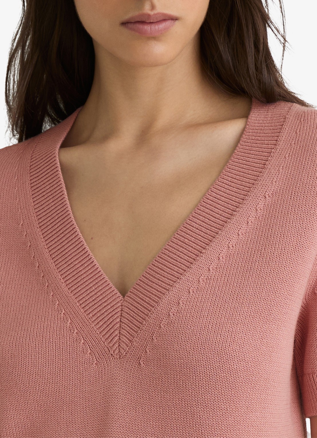 Reiss Valerie fijngebreide trui met V-hals - detail 5 oudroze