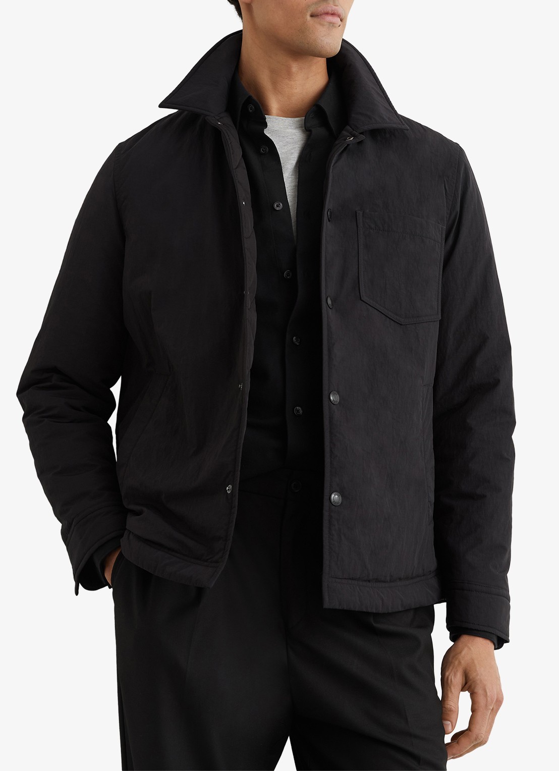 Reiss Vasey gewatteerde jack met borstzak - detail 3 zwart