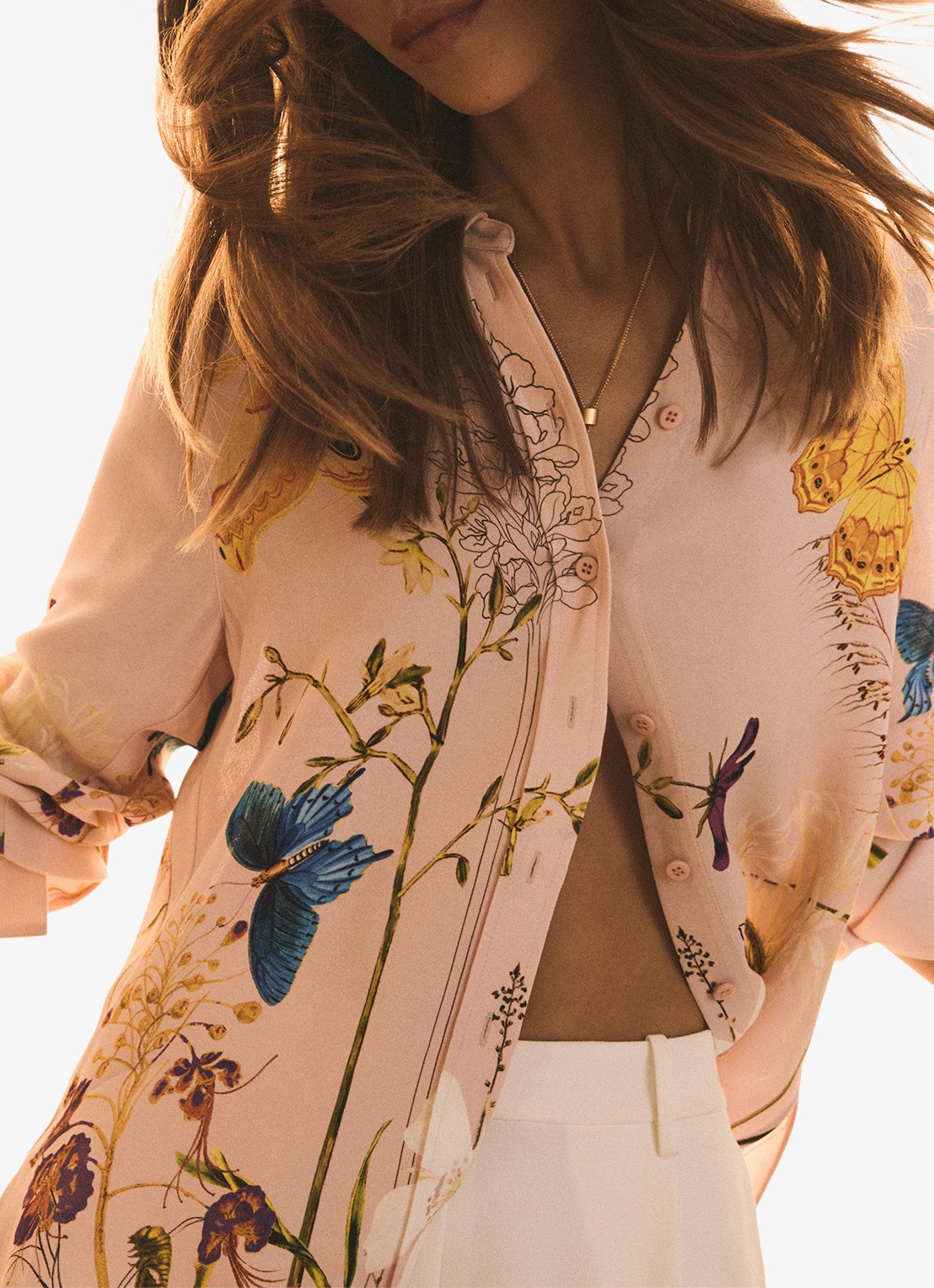Reiss Veida blouse met bloemborduring - detail 4 oudroze