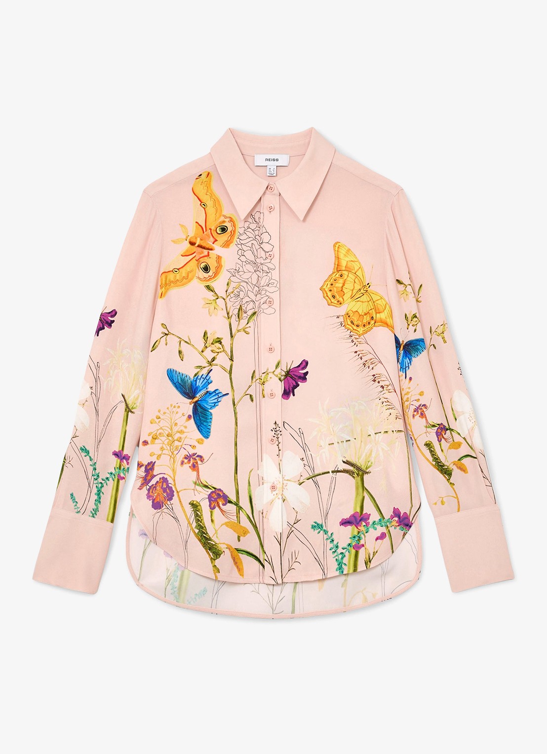 Reiss Veida blouse met bloemborduring - voorkant 5 oudroze