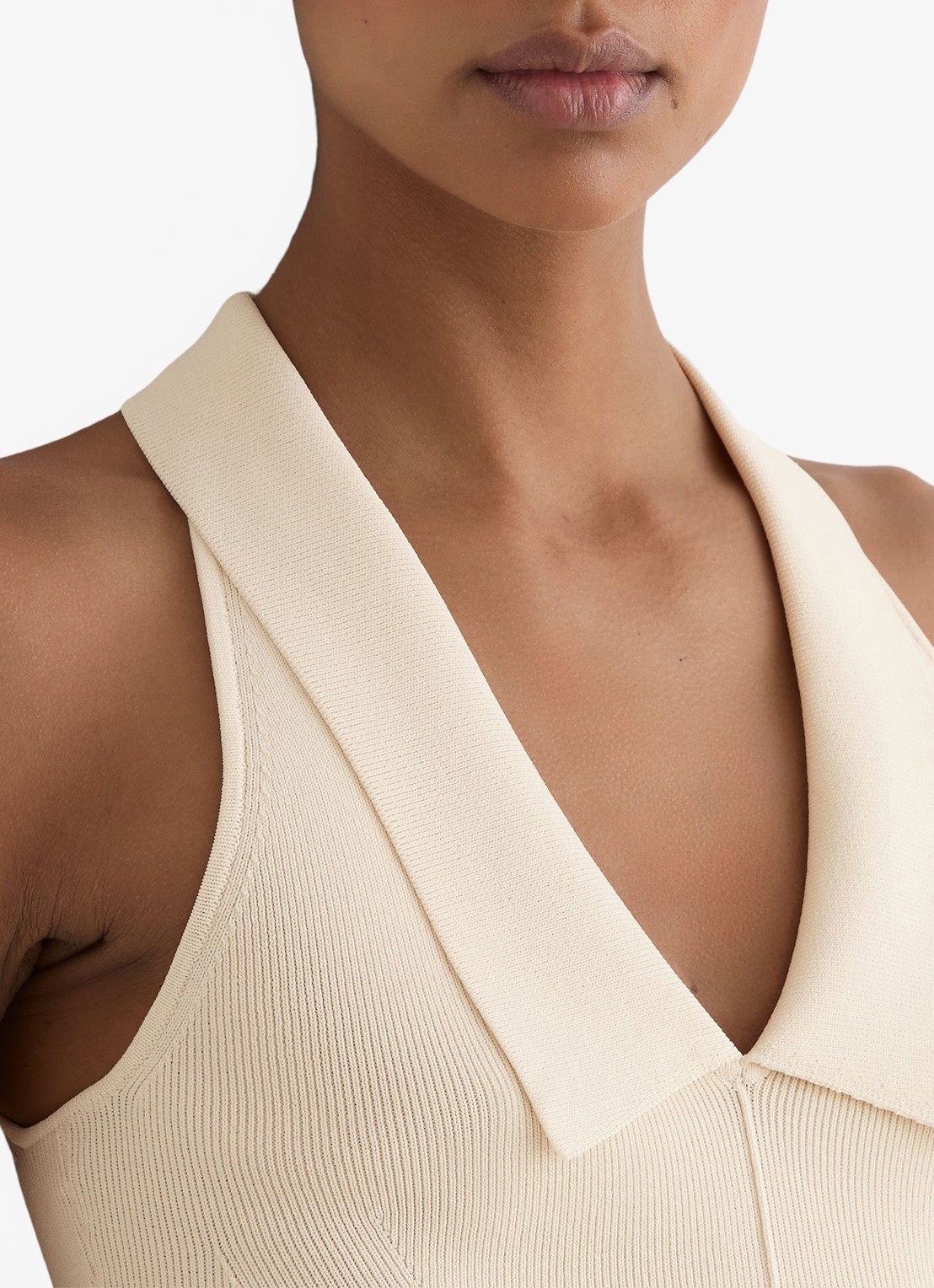 Reiss Vera fijngebreide top met kraag - detail 5 ivory / beige
