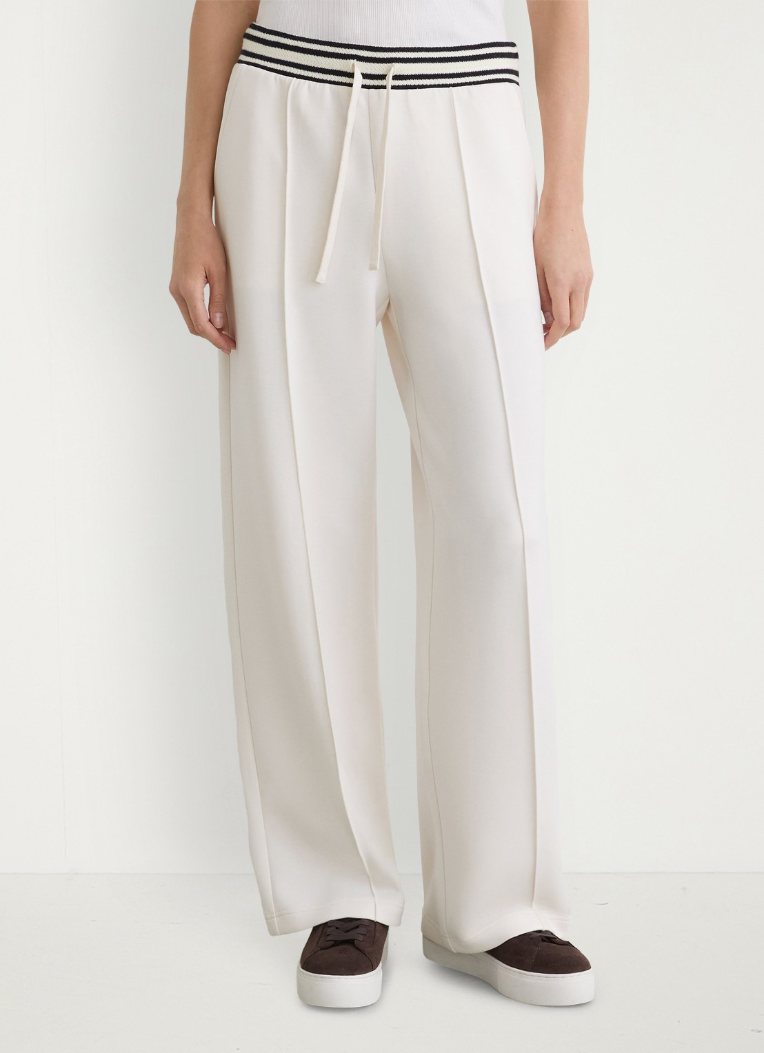 Reiss Verity mid waist loose fit pantalon met gestreept detail - detail 4 wit