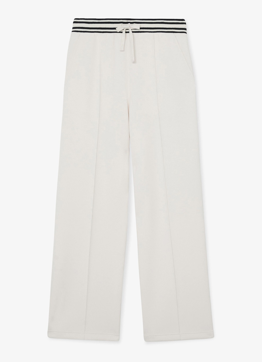 Reiss Verity mid waist loose fit pantalon met gestreept detail - voorkant 2 wit