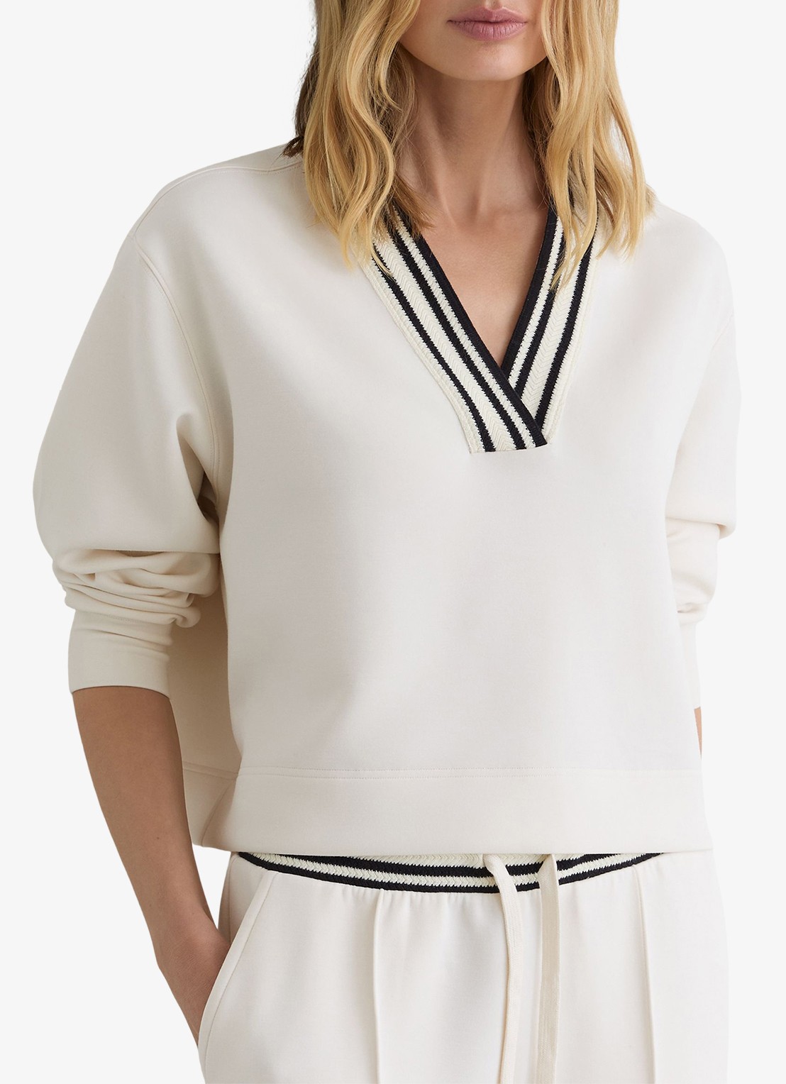 Reiss Verity sweater met gestreept detail - detail 2 wit
