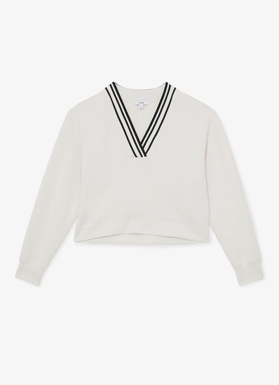 Reiss Verity sweater met gestreept detail - voorkant 5 wit