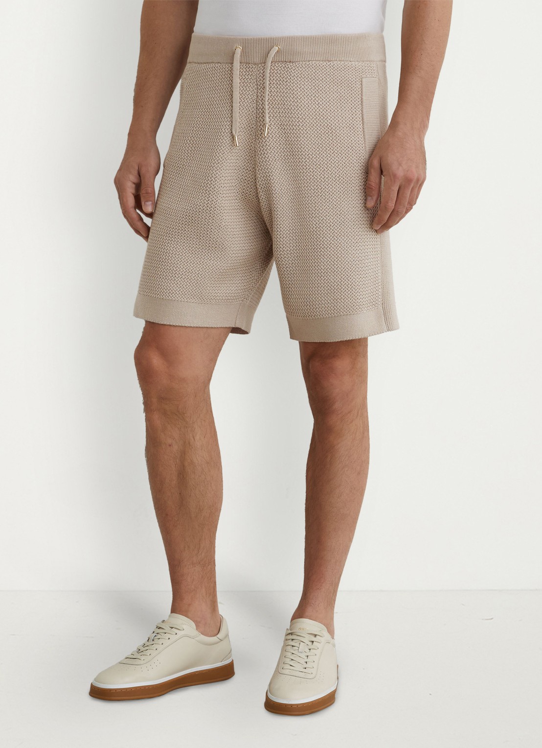 Reiss Vigo straight fit korte broek met structuur - detail 3 stone / beige