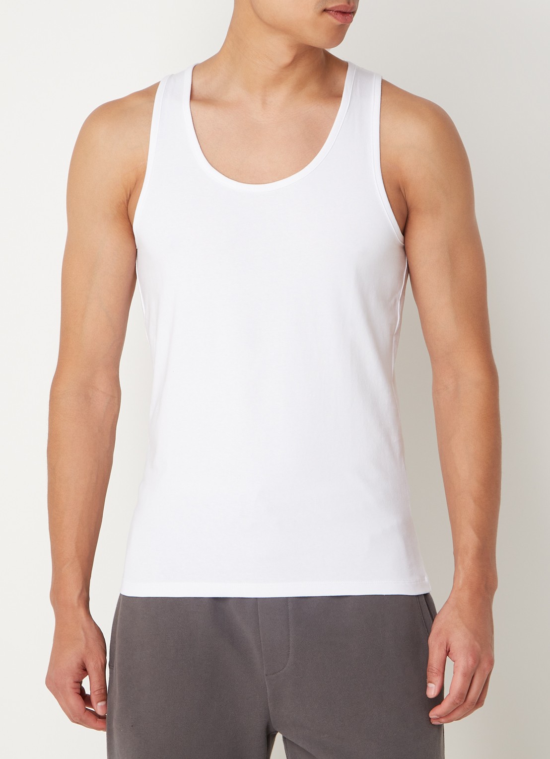 Reiss Vinnie lounge tanktop met ronde hals - detail 2 white / wit