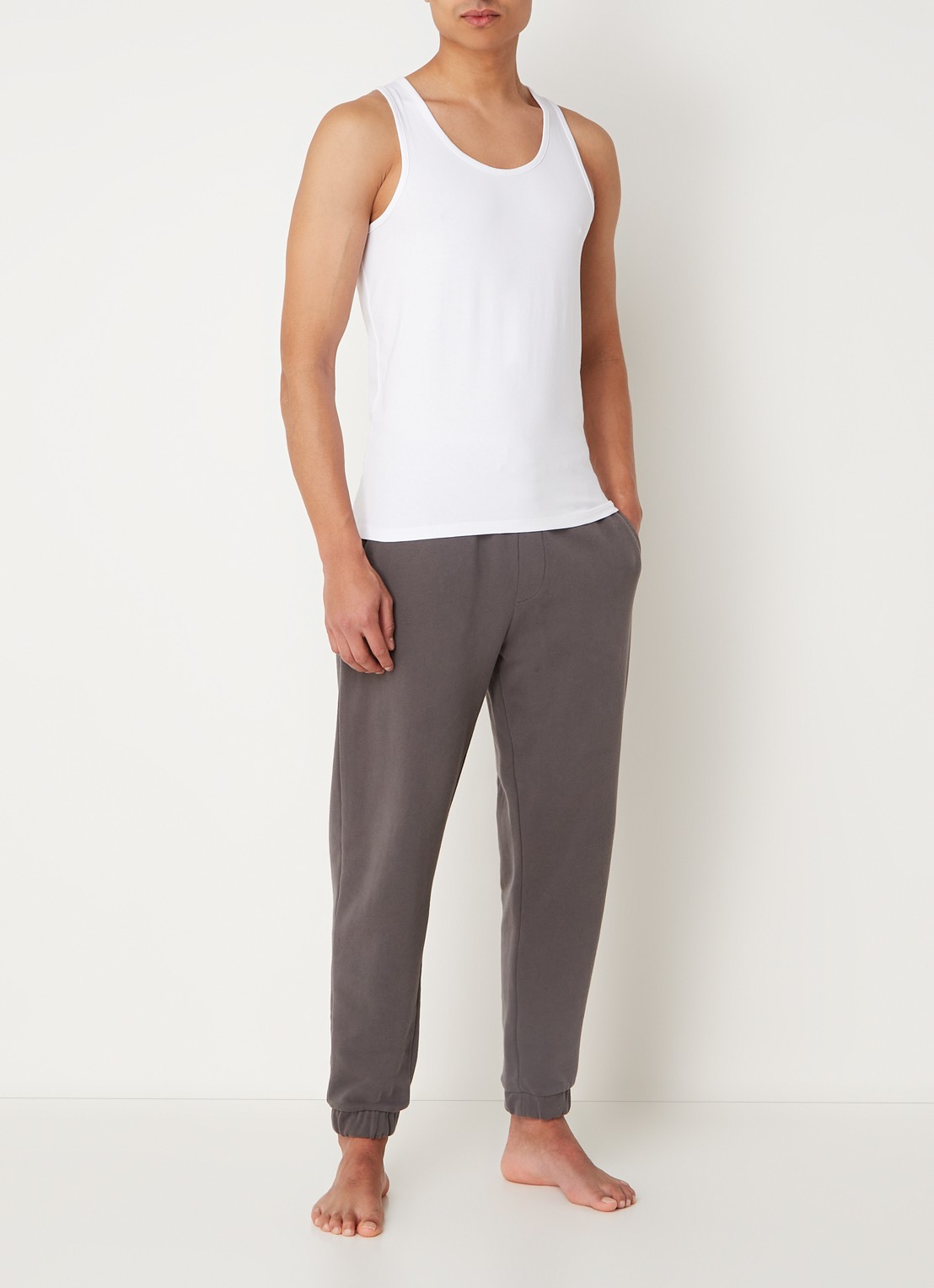Reiss Vinnie lounge tanktop met ronde hals - voorkant 4 white / wit