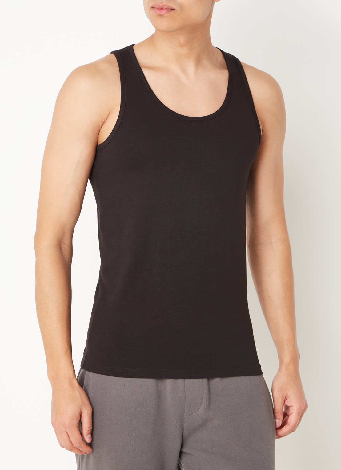 Reiss Vinnie lounge tanktop met ronde hals - detail 4 black / zwart