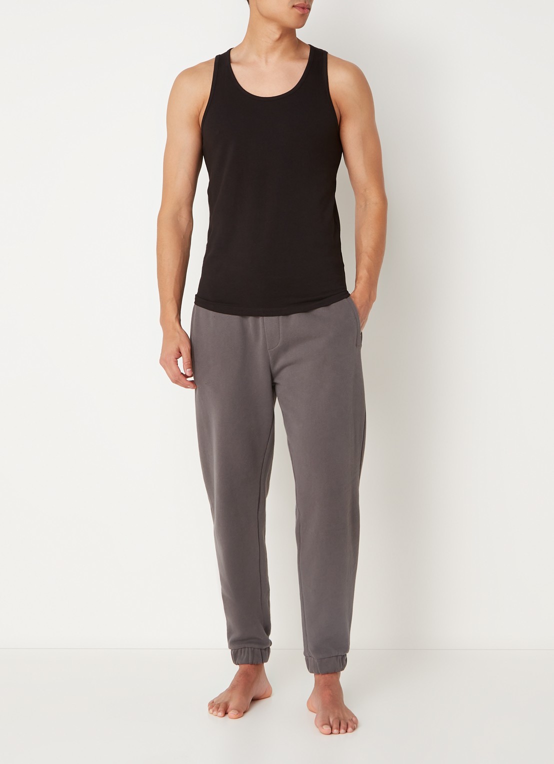 Reiss Vinnie lounge tanktop met ronde hals - voorkant 2 black / zwart