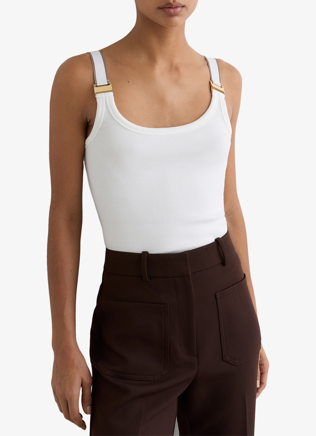 Reiss Vinnie tanktop met ronde hals - detail wit