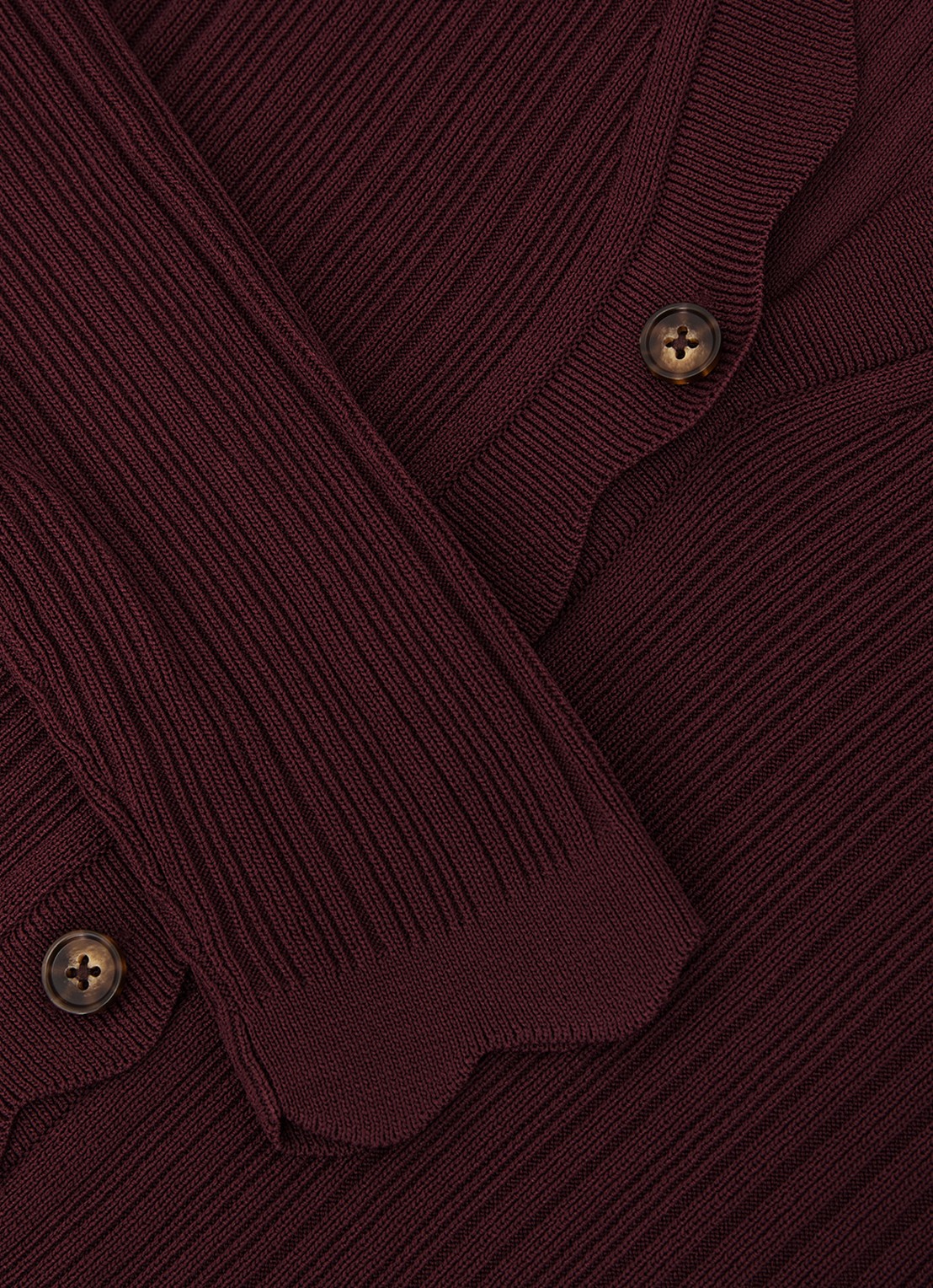 Reiss Vinny ribgebreid vest met V-hals - detail 3 bordeauxrood