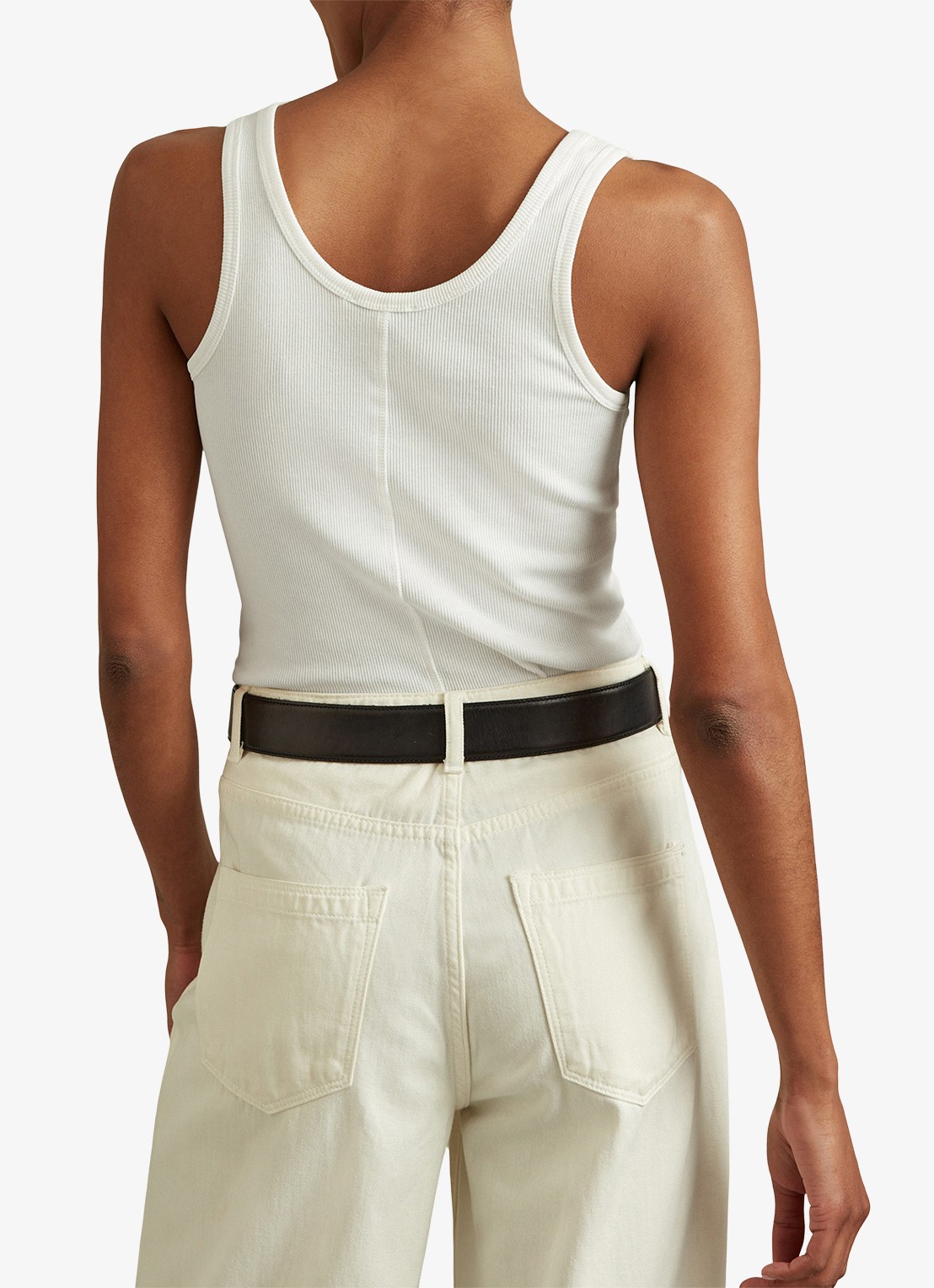 Reiss VIOLET Stretch-Cotton Ribbed Vest - achterkant 5 wit